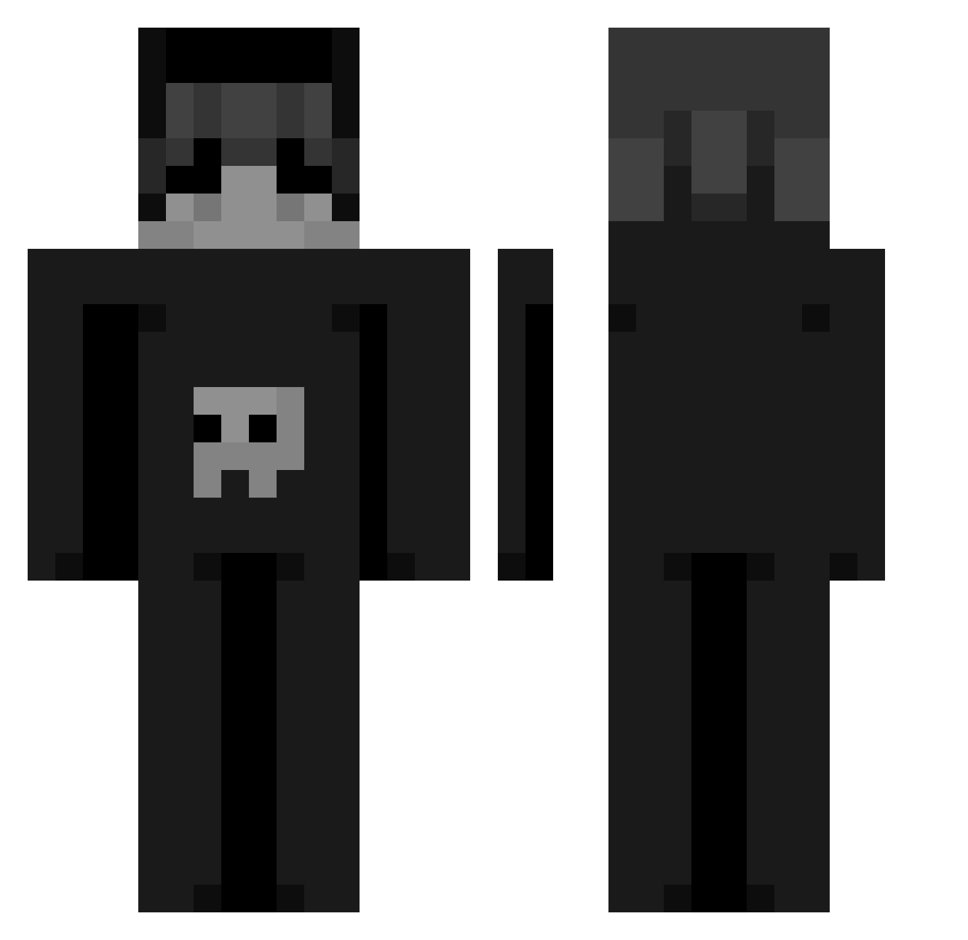 KKurbi Minecraft skin, front and back view