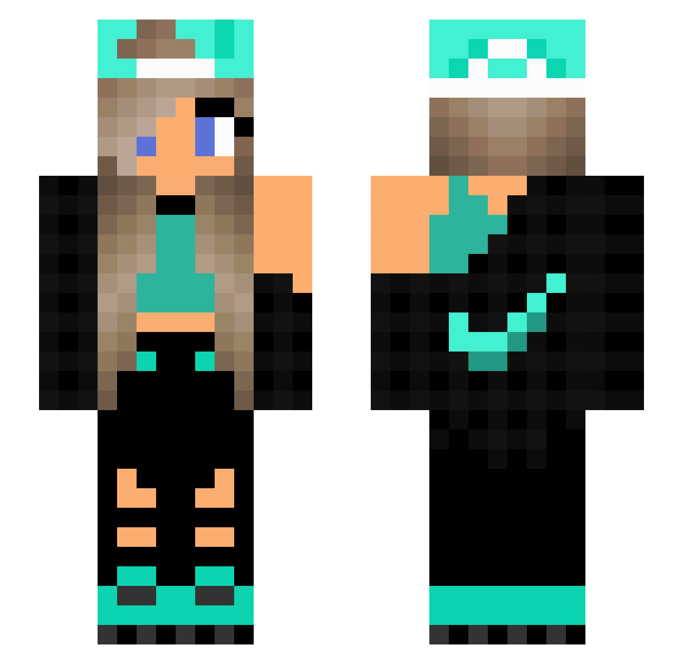 TyuseYo Minecraft skin, front and back view