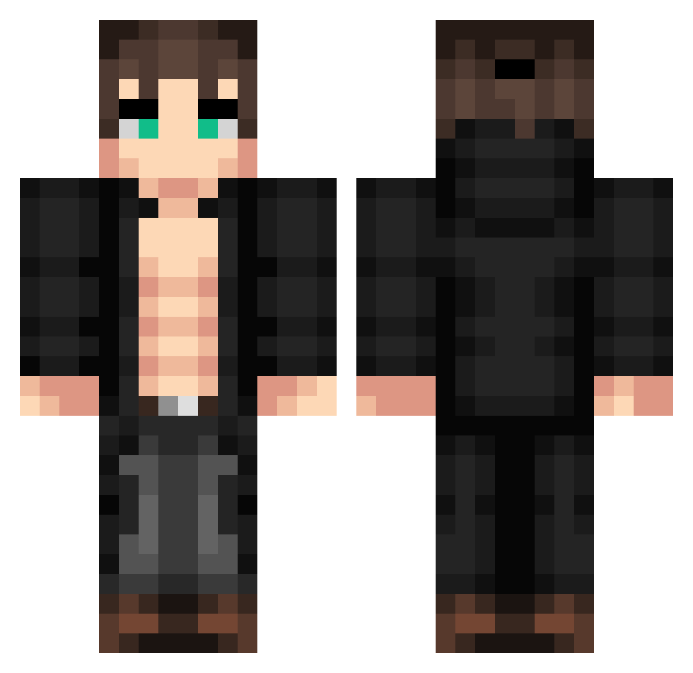 Alexgo75 Minecraft skin, front and back view