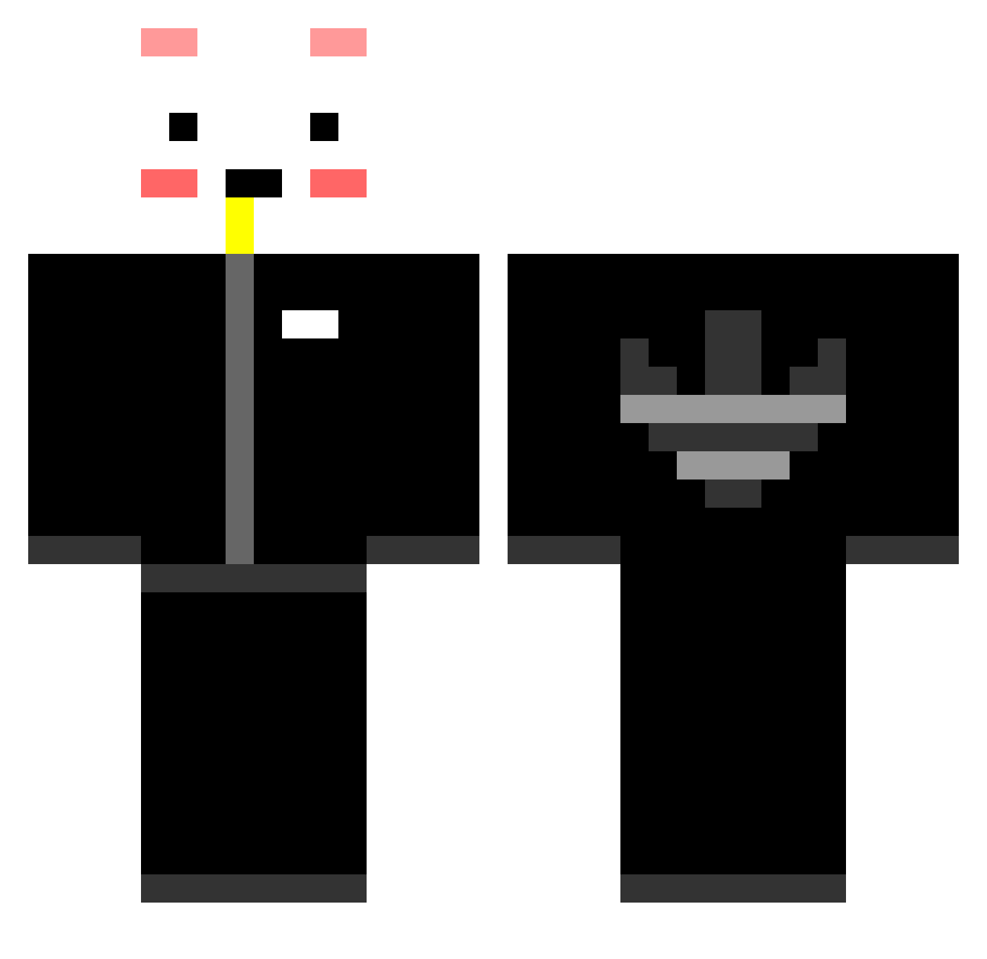 O2shi Minecraft skin, front and back view