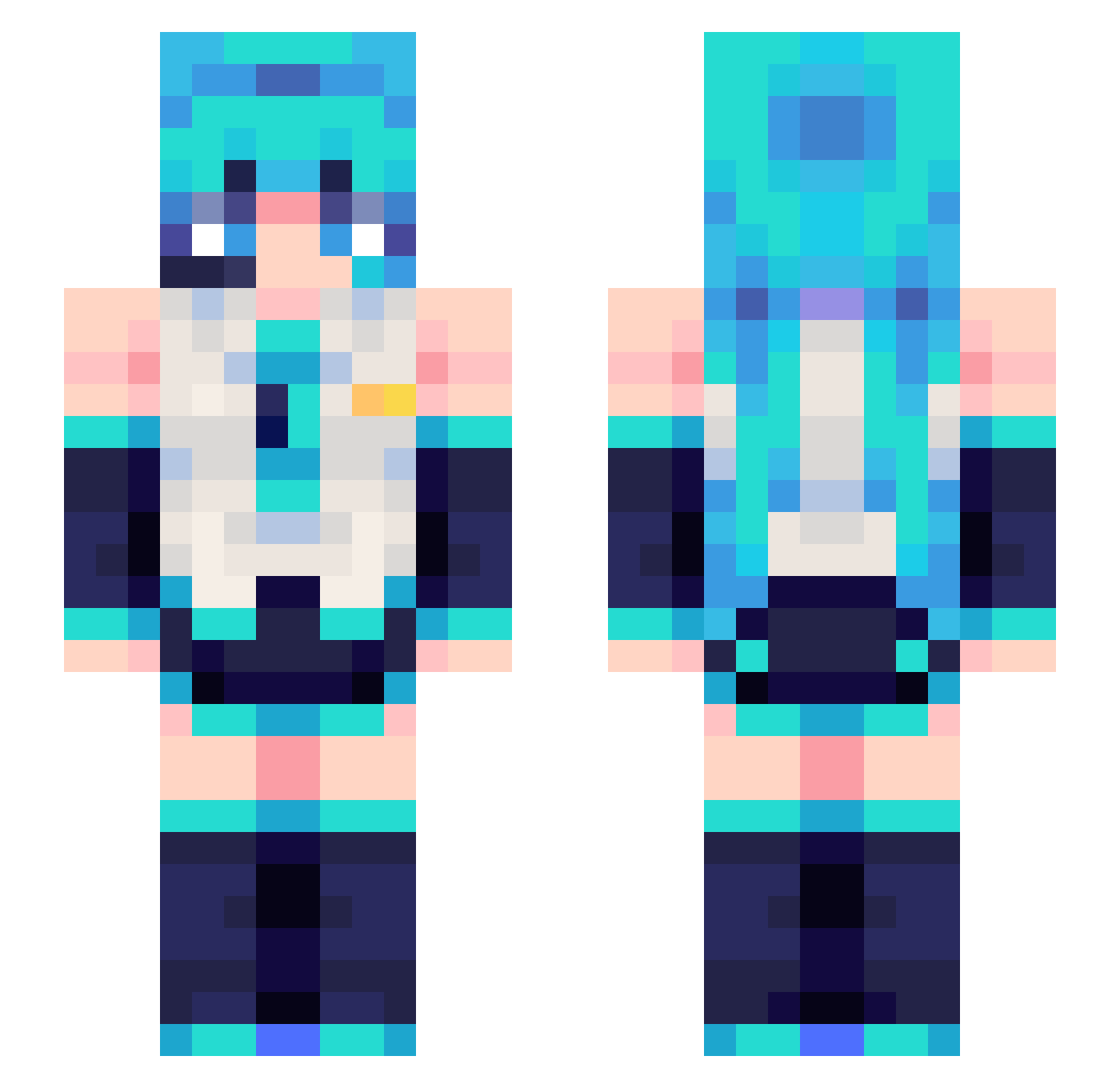 Inferearde Minecraft skin, front and back view