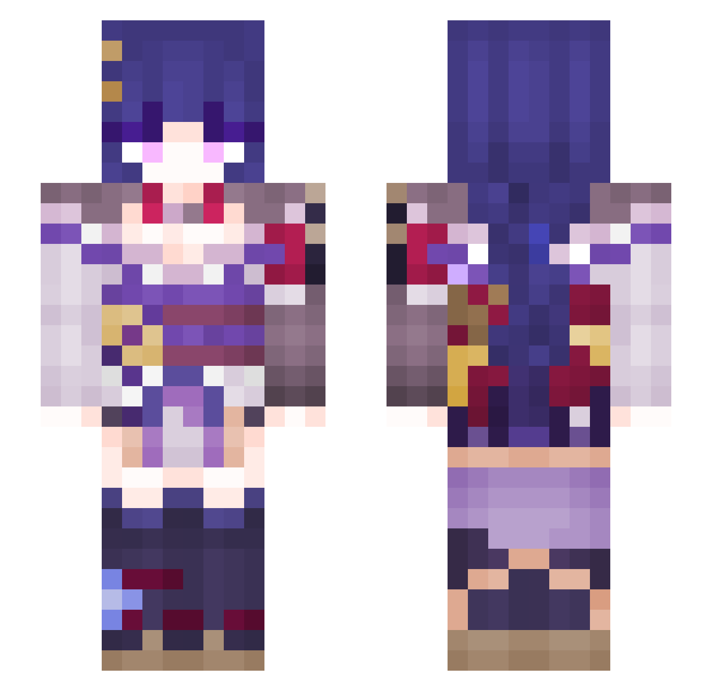 DragonTimeZ Minecraft skin, front and back view