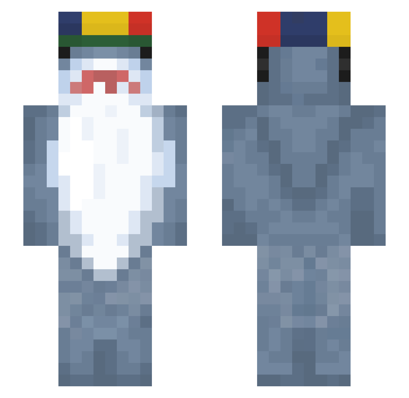 Th3Bak3dB3an Minecraft skin, front and back view