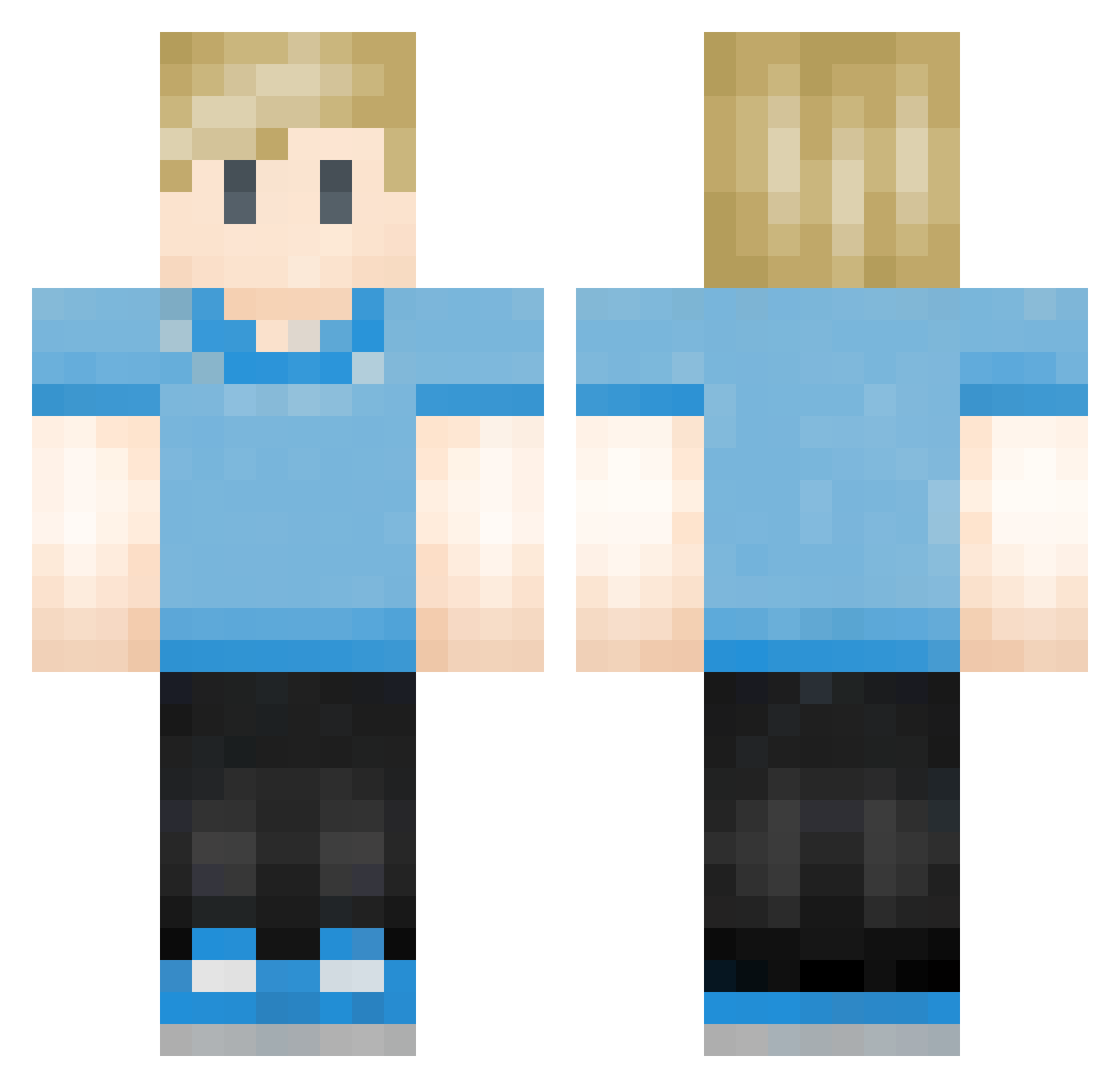 Remnicore Minecraft skin, front and back view