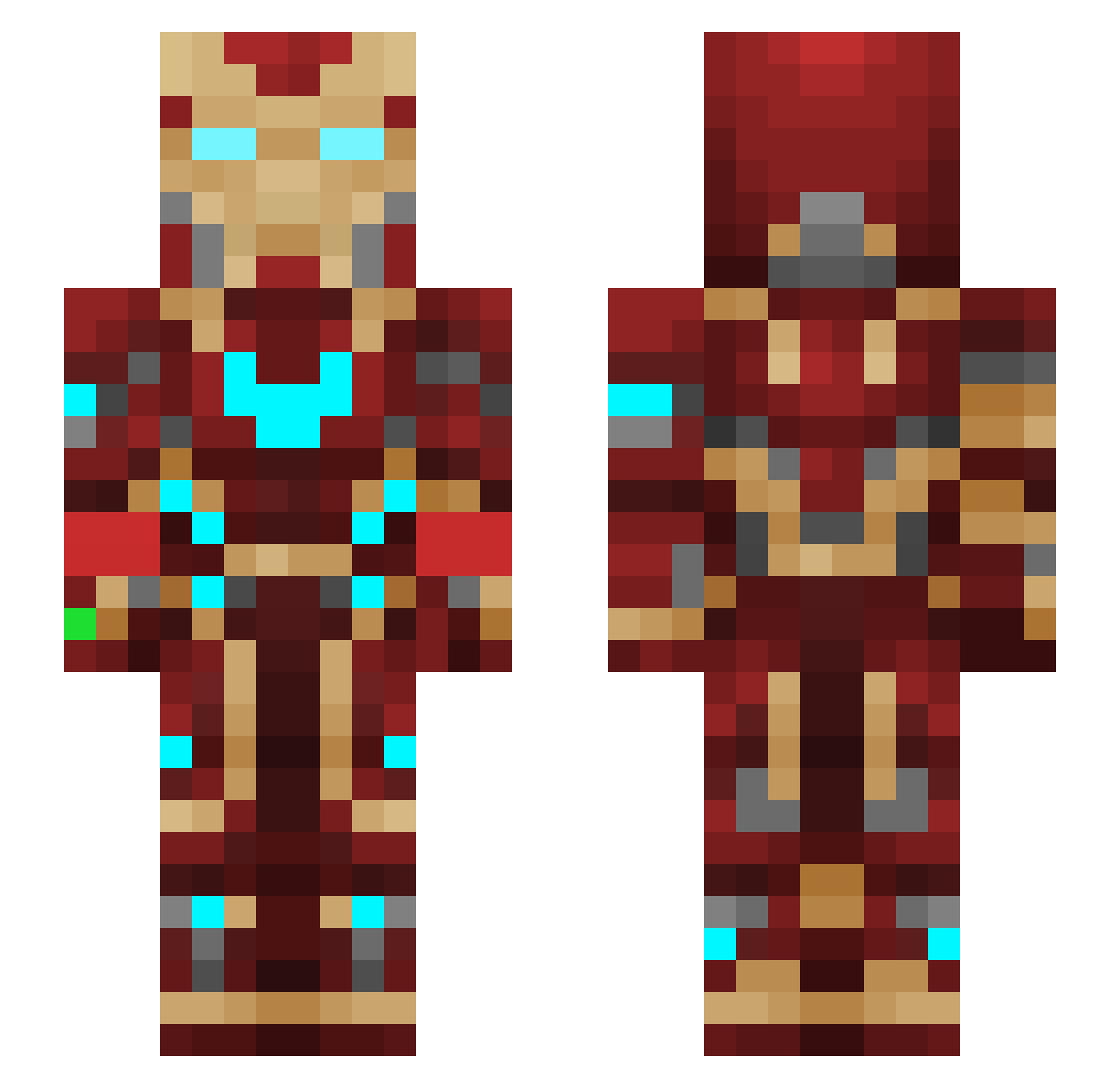 Weberus Minecraft skin, front and back view