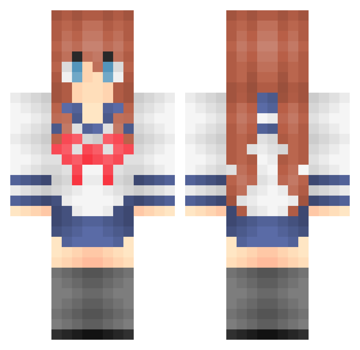 Infected Minecraft skin, front and back view