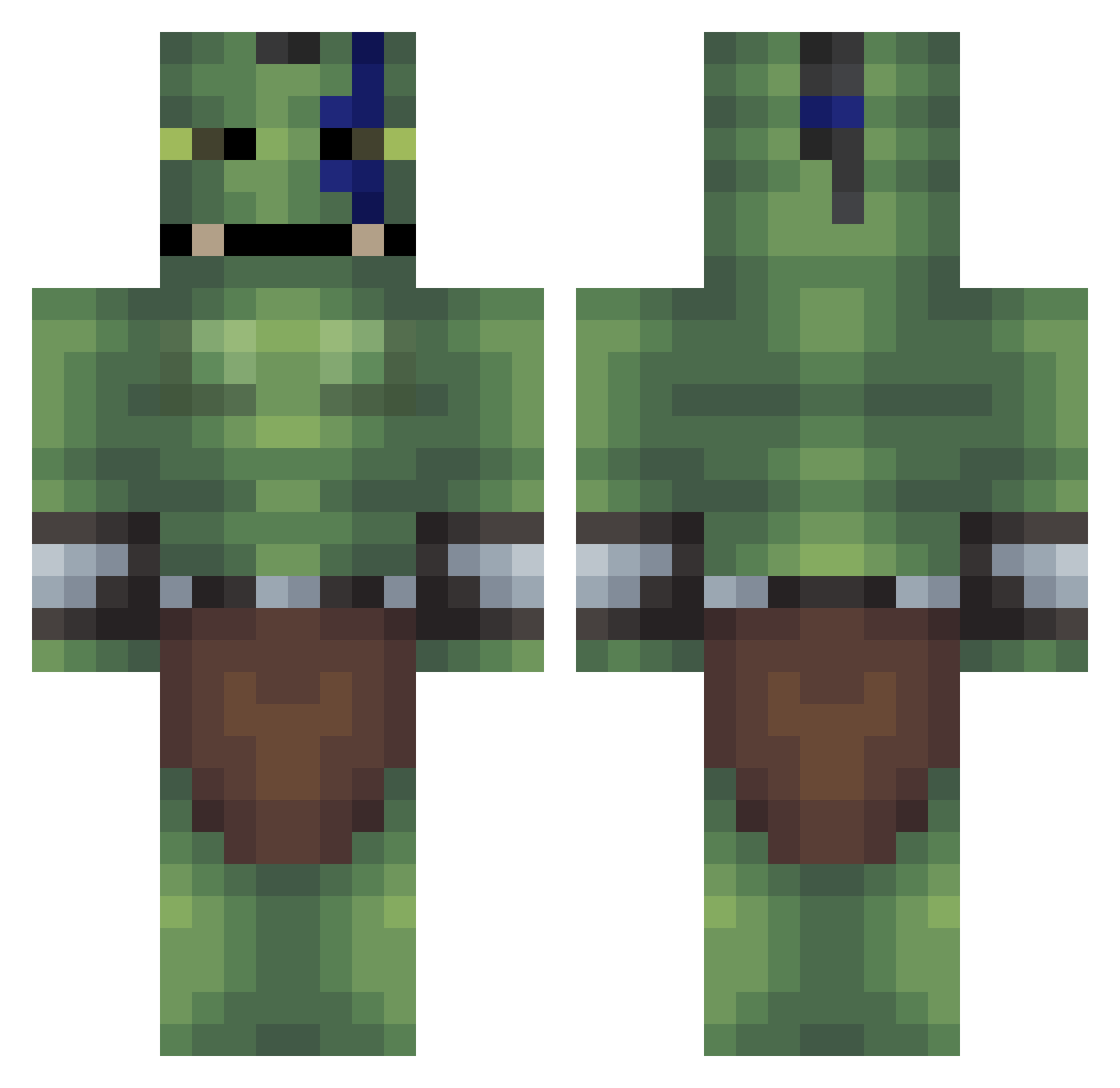 Jejunums Minecraft skin, front and back view