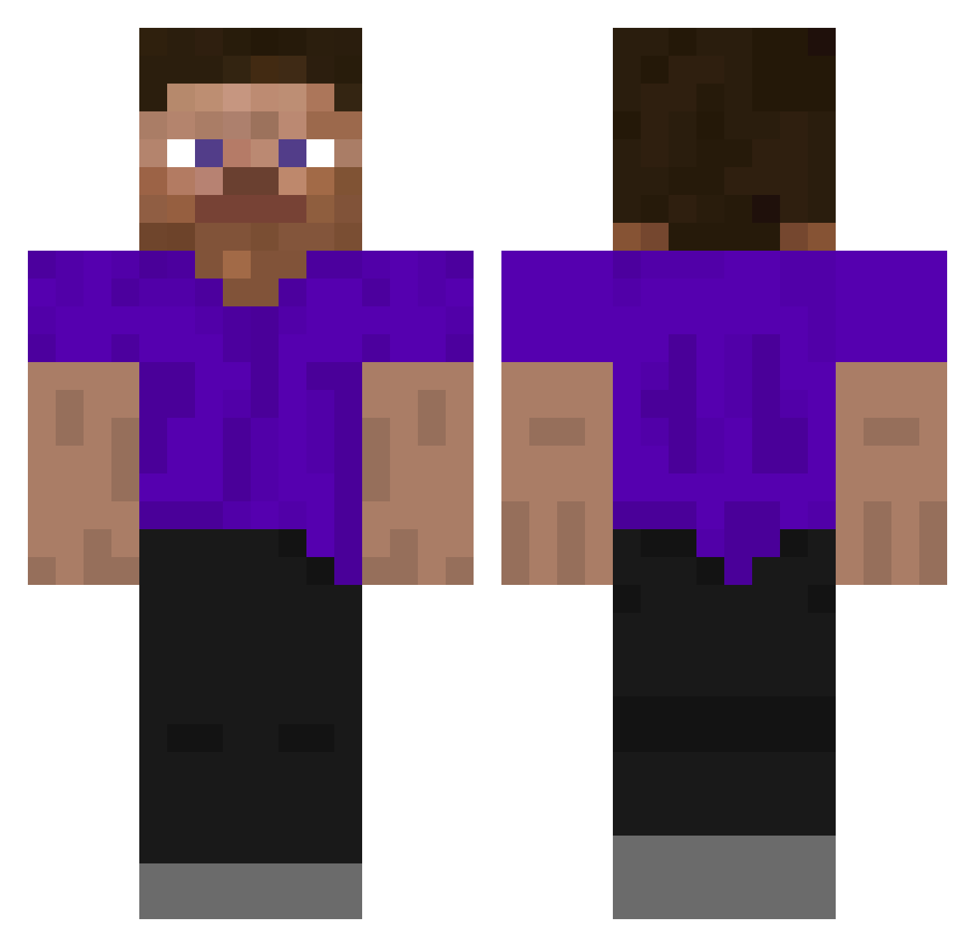 wormbape Minecraft skin, front and back view