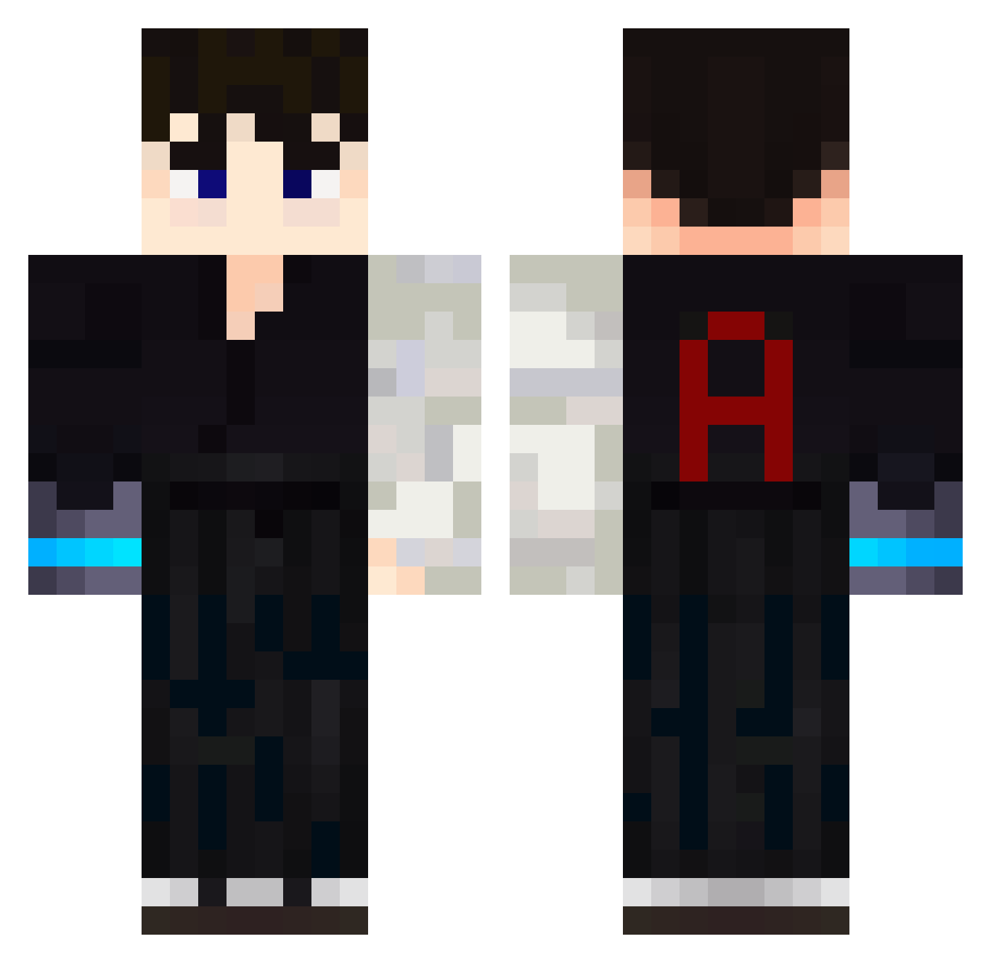 Aleextm Minecraft skin, front and back view