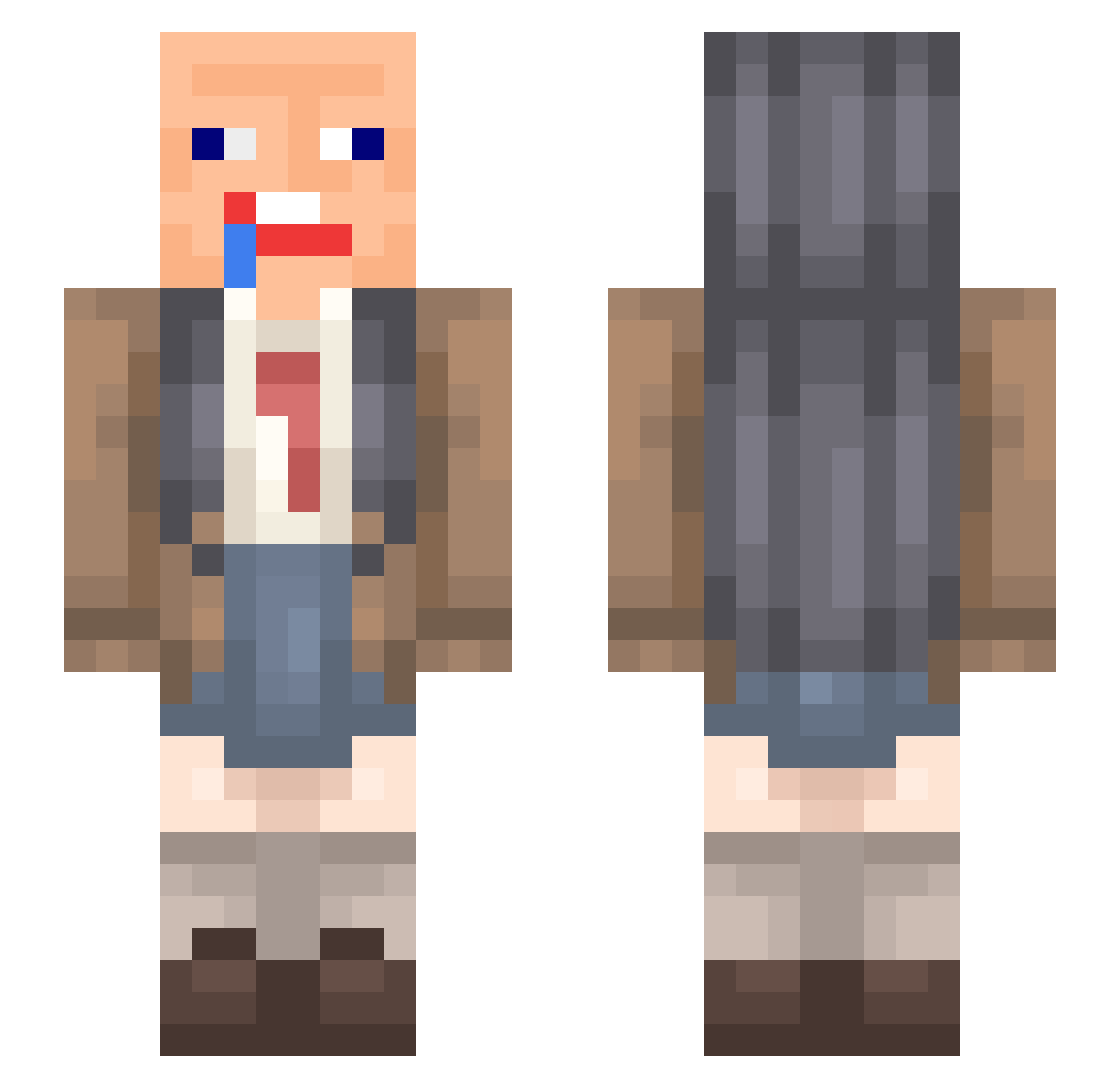 ZhuYB Minecraft skin, front and back view