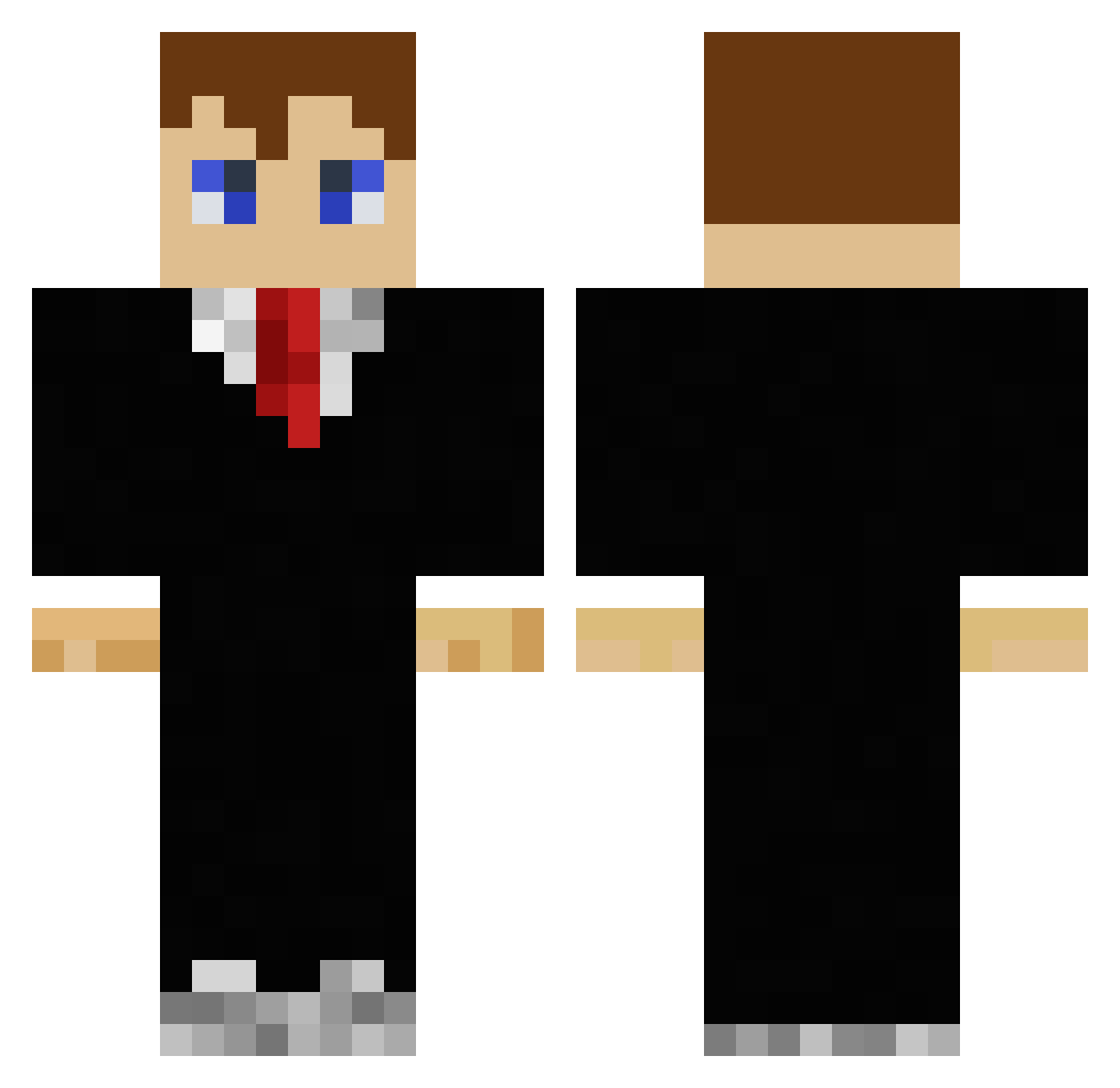 zebegs Minecraft skin, front and back view