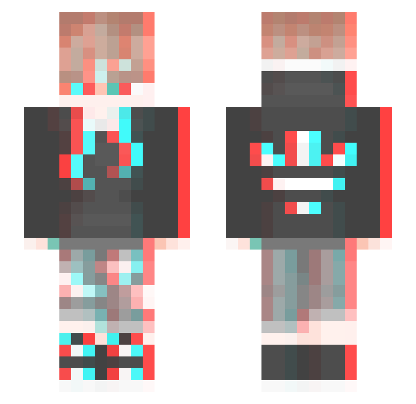 Zoomboy2000 Minecraft skin, front and back view