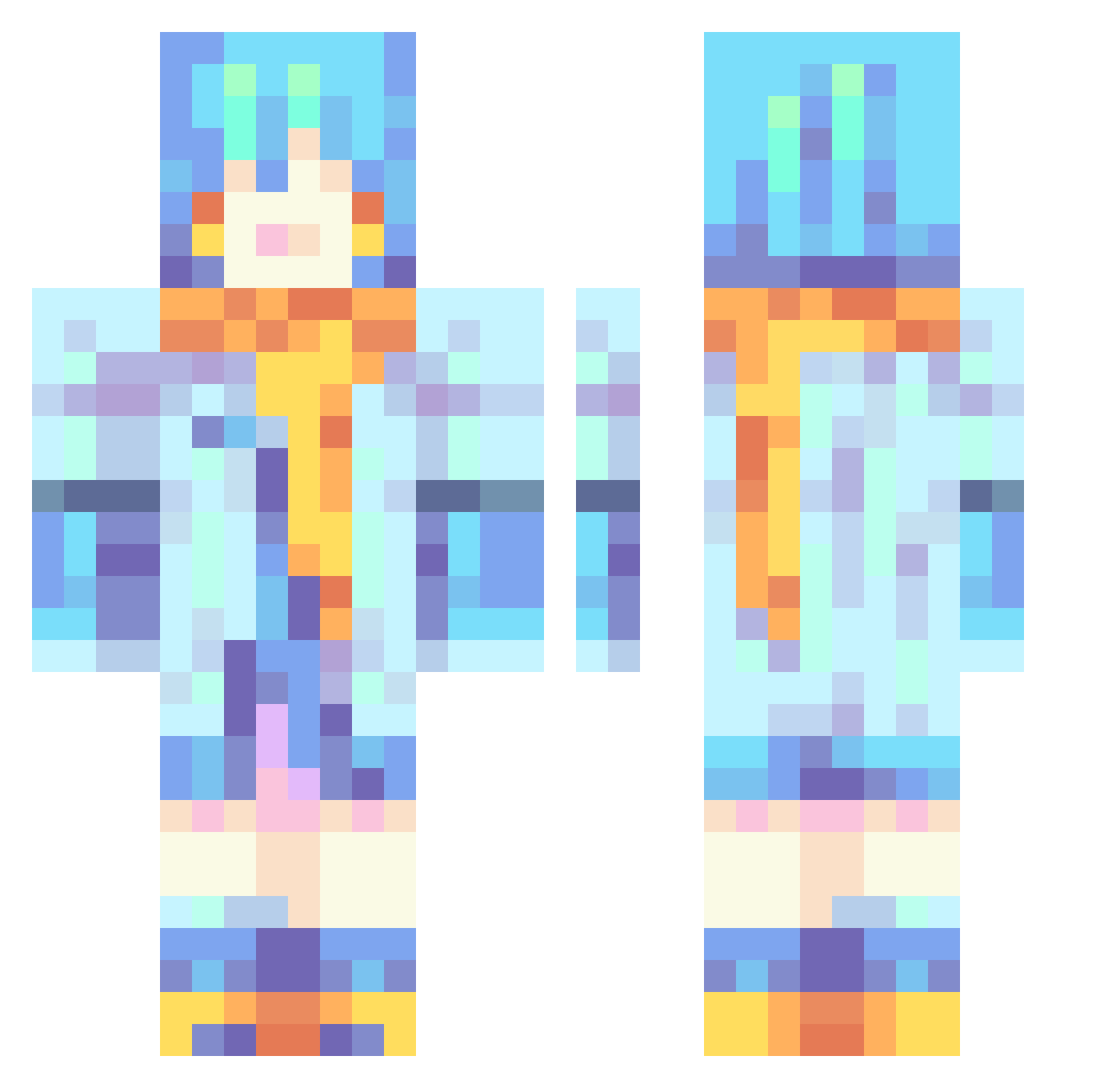 yusg Minecraft skin, front and back view