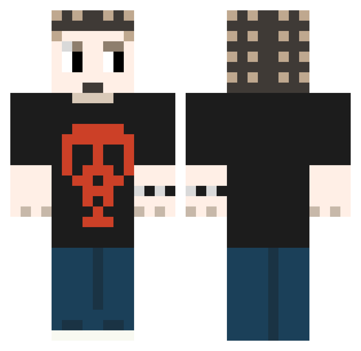 NazoWaffer Minecraft skin, front and back view
