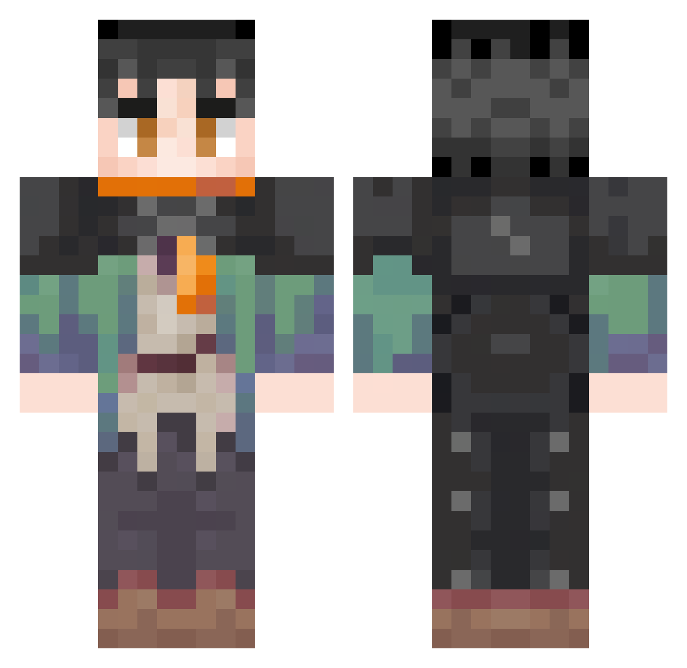 vampierier Minecraft skin, front and back view