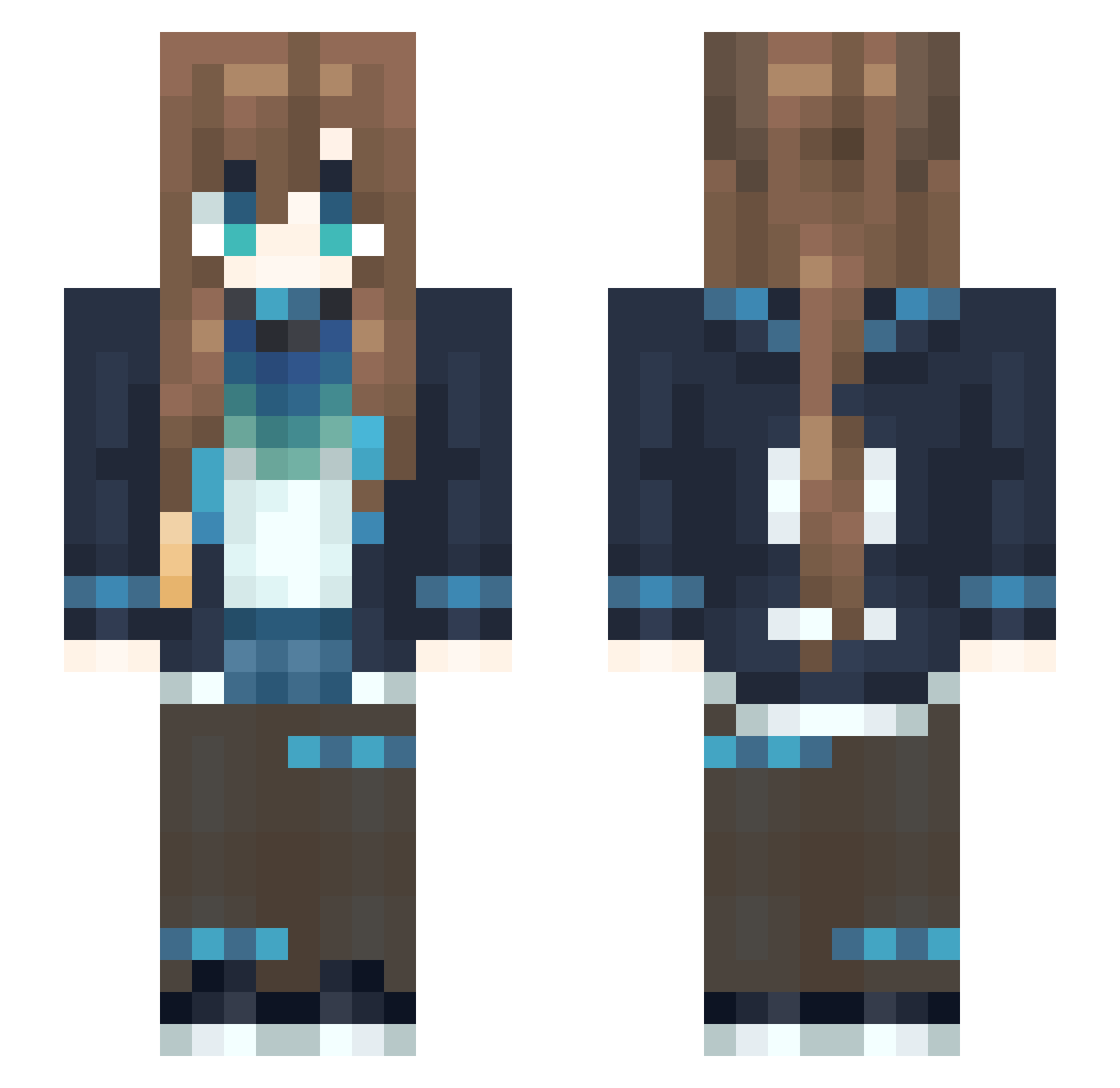 QQQXI Minecraft skin, front and back view