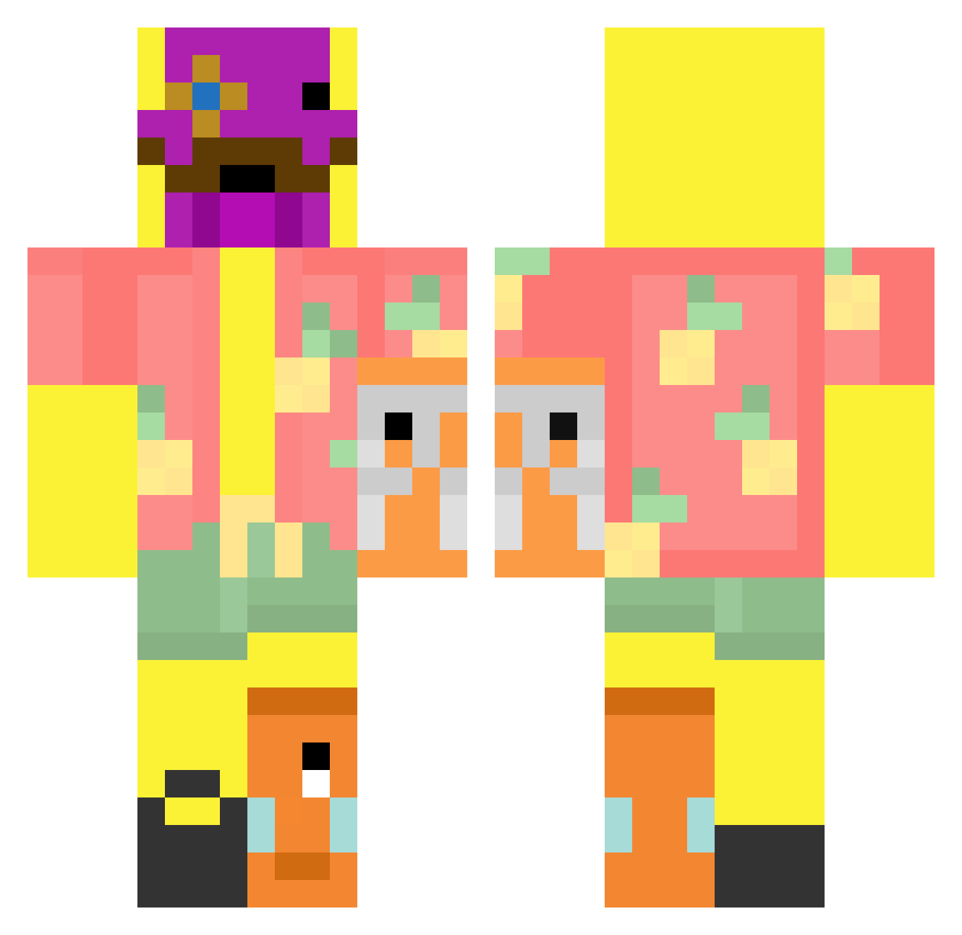 reppywastaken Minecraft skin, front and back view