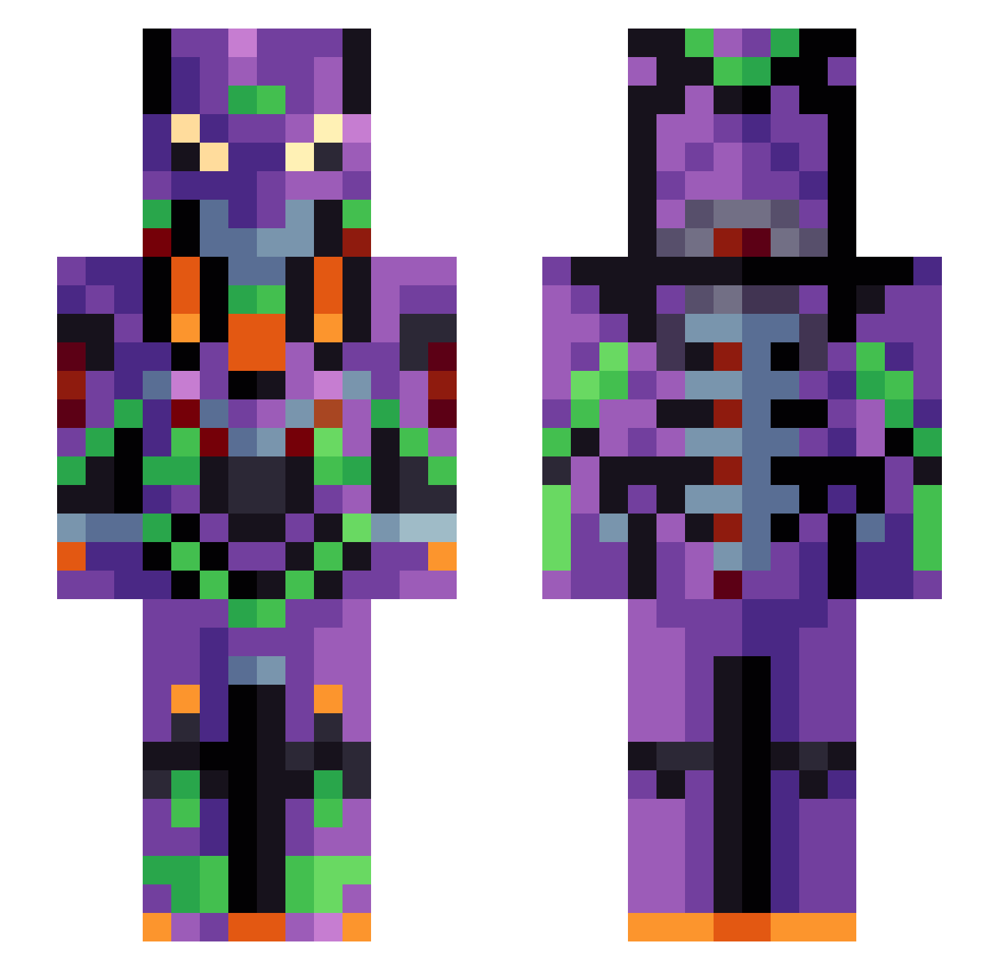 Simbojen Minecraft skin, front and back view