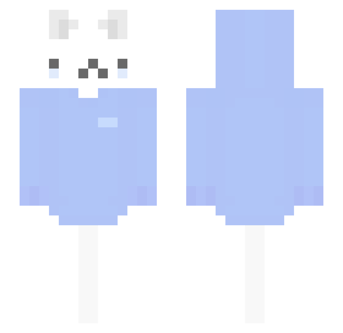 Vuzus Minecraft skin, front and back view