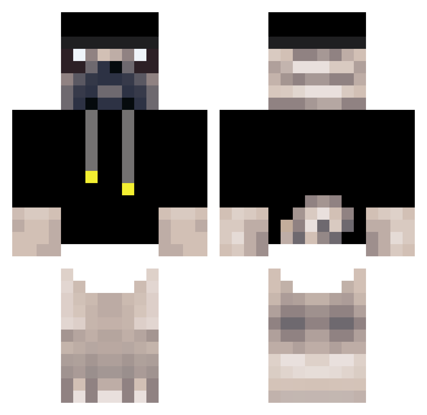 Kutbot Minecraft skin, front and back view