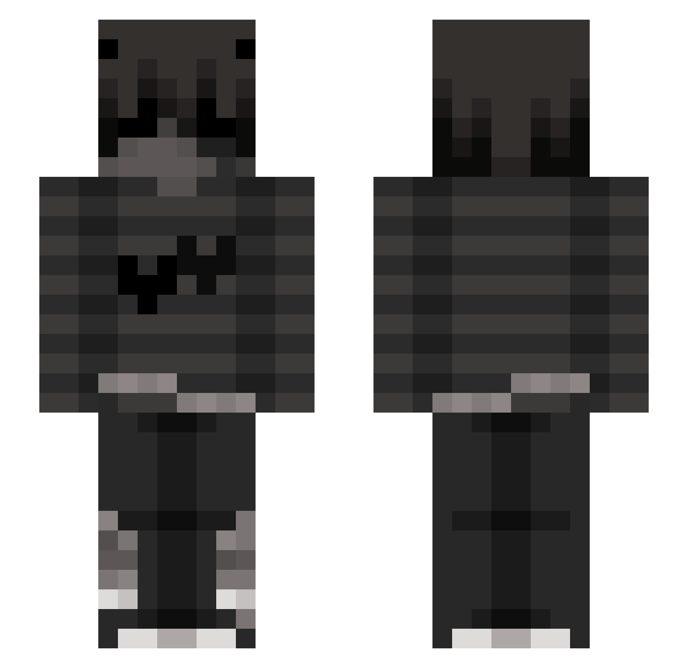 Slatxy_10K Minecraft skin, front and back view