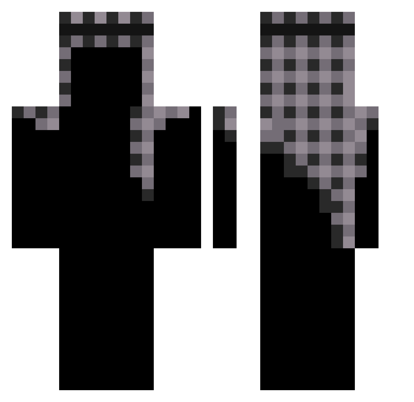 Mizyos Minecraft skin, front and back view