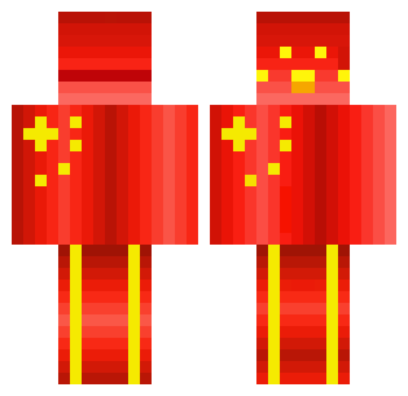 ETX3W Minecraft skin, front and back view