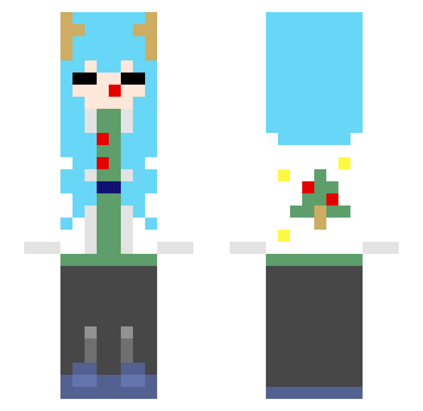 RabbitWithAGun Minecraft skin, front and back view