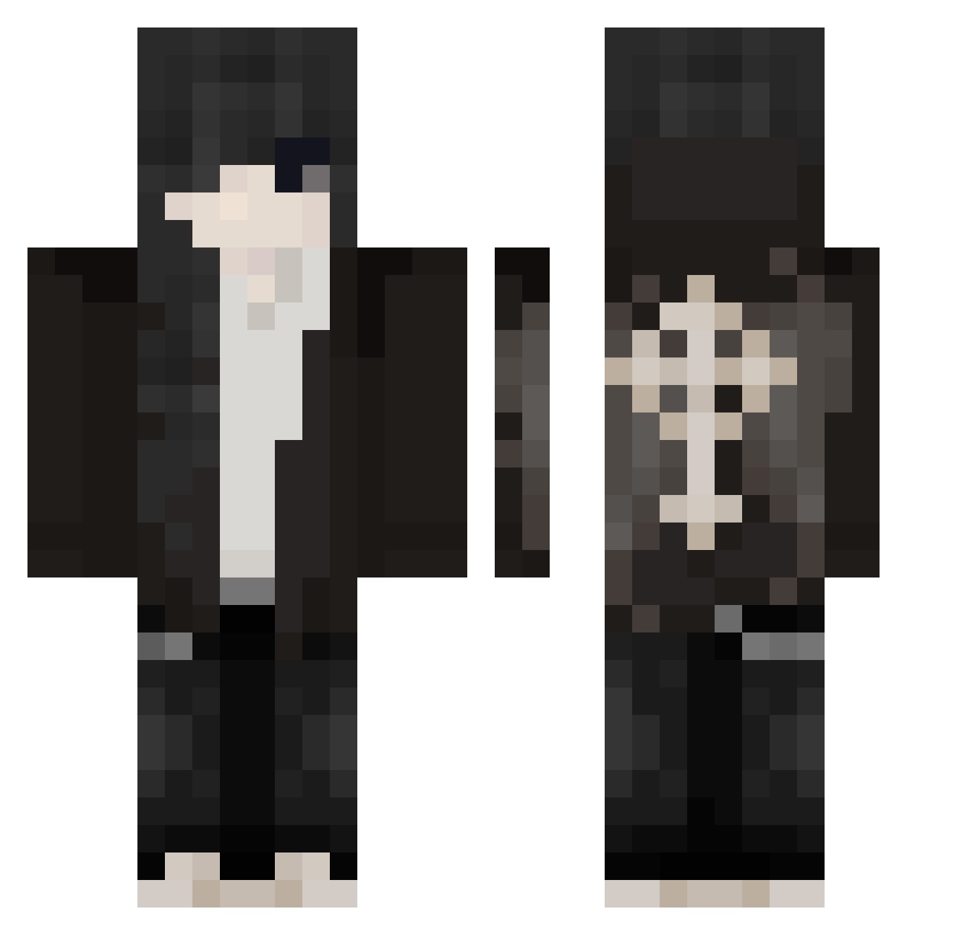 mensonges Minecraft skin, front and back view