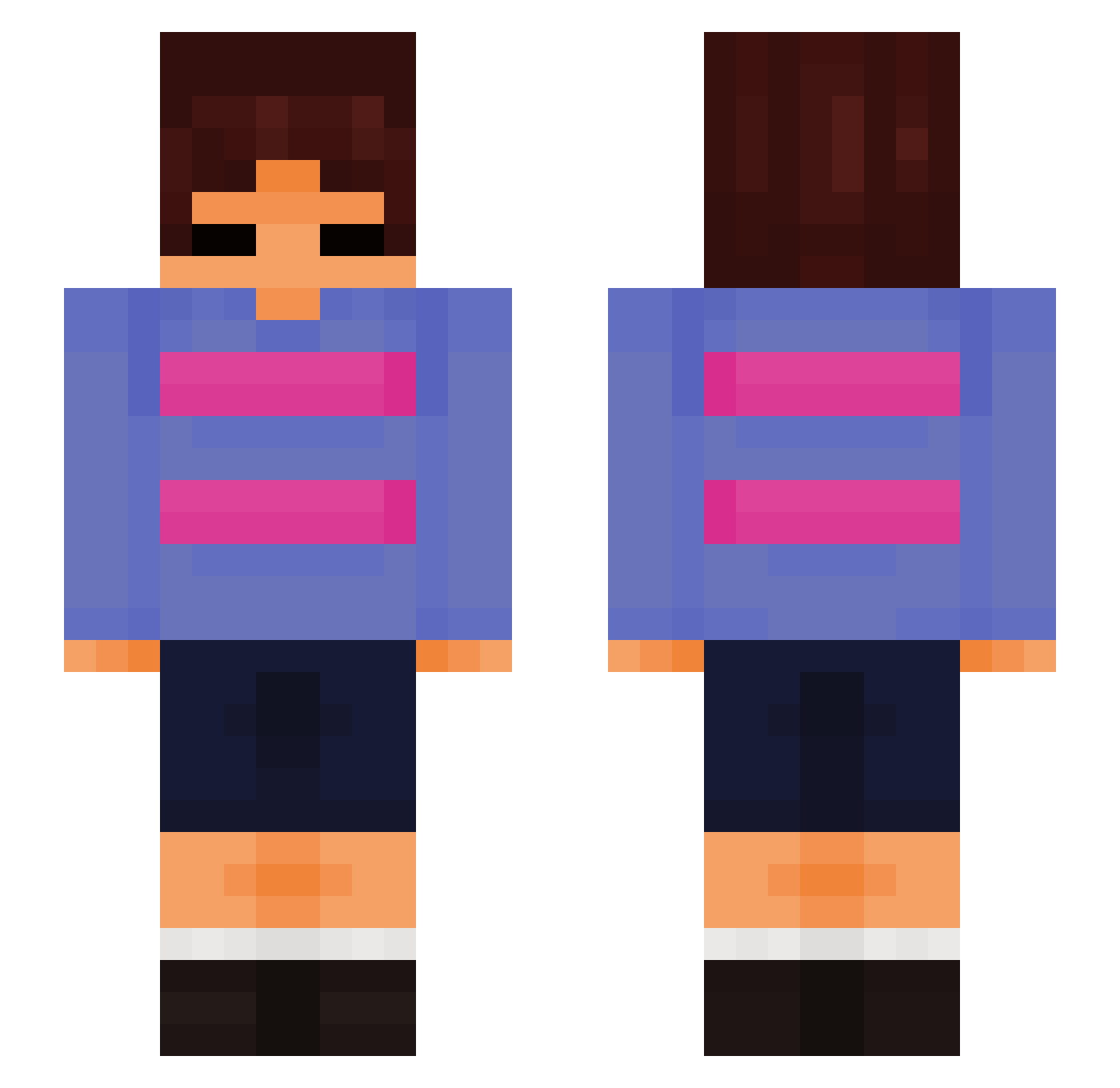 Elkyiem Minecraft skin, front and back view