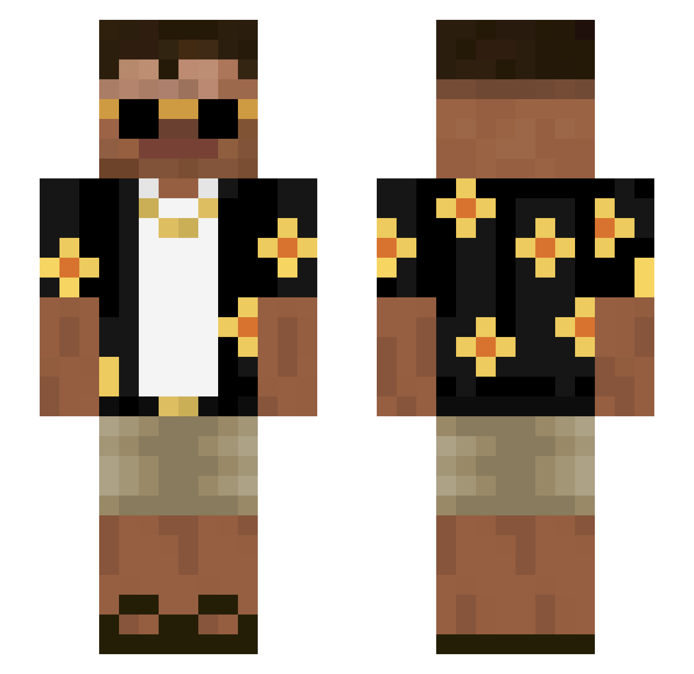 Redpad_Yudi Minecraft skin, front and back view