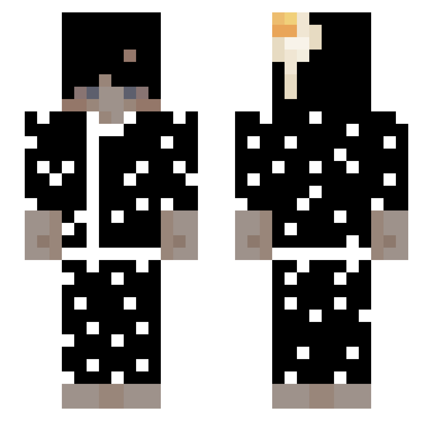 t3ql Minecraft skin, front and back view
