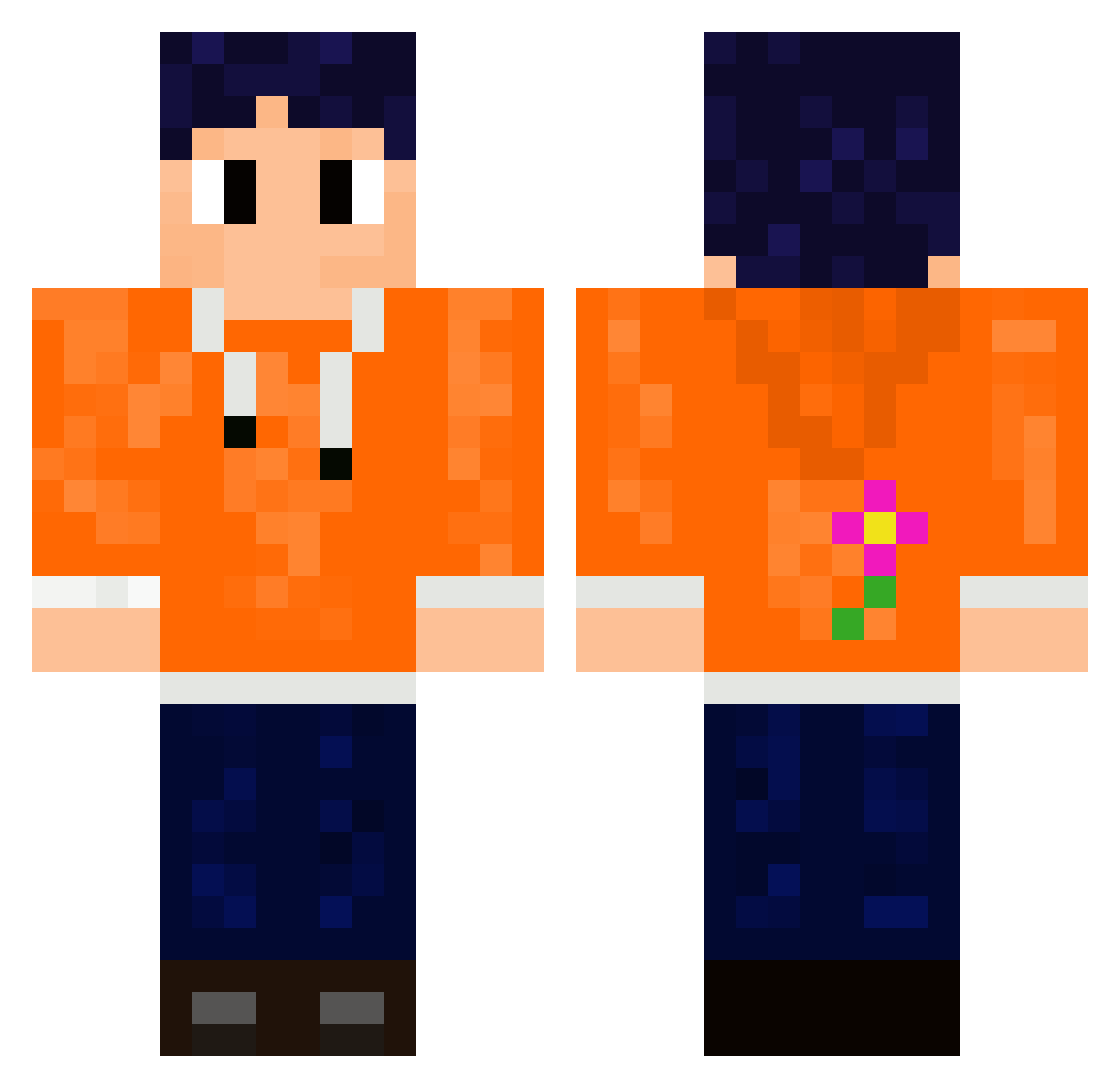 Raphawaffel Minecraft skin, front and back view