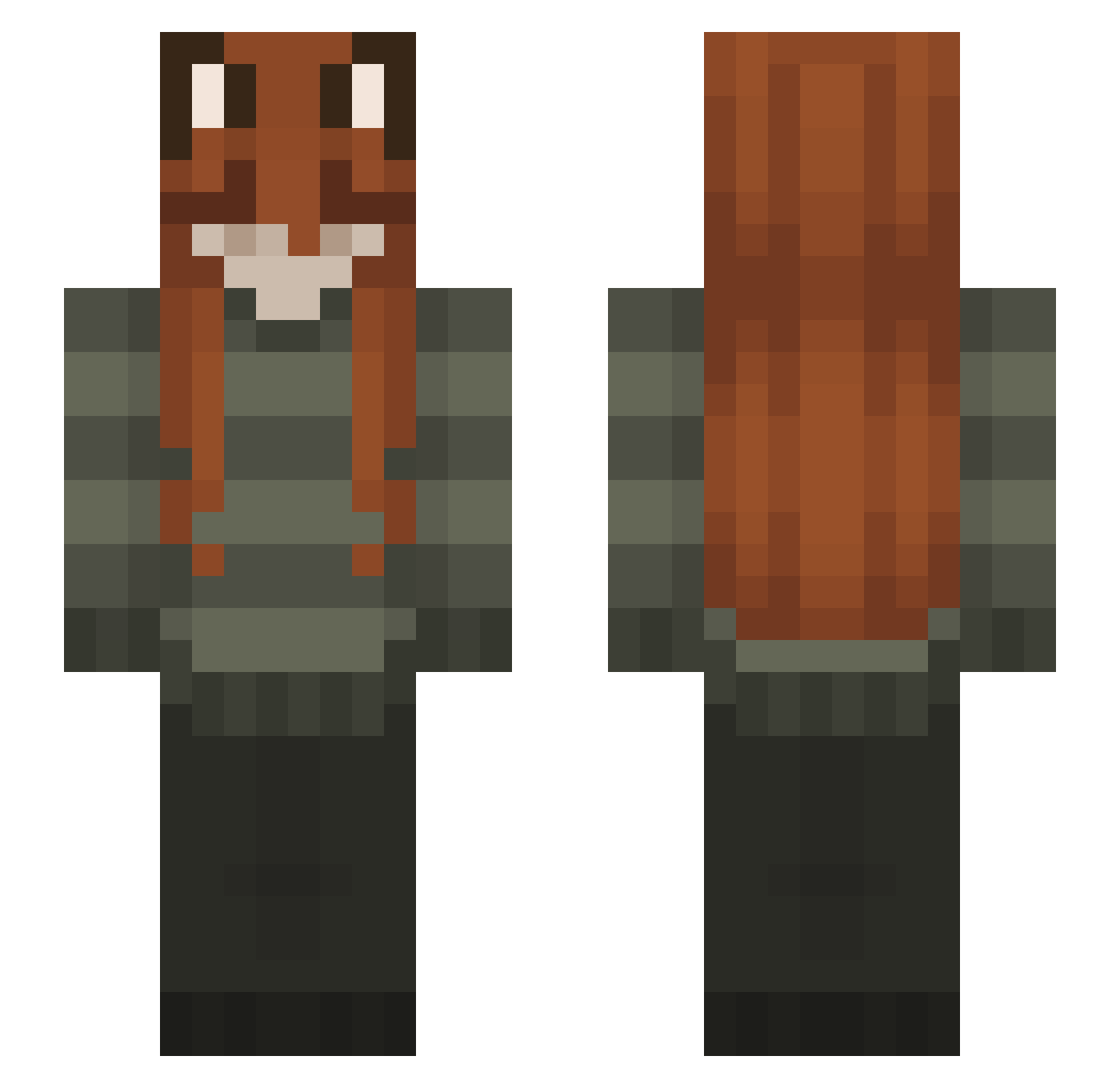 Ruby_Undertail_ Minecraft skin, front and back view