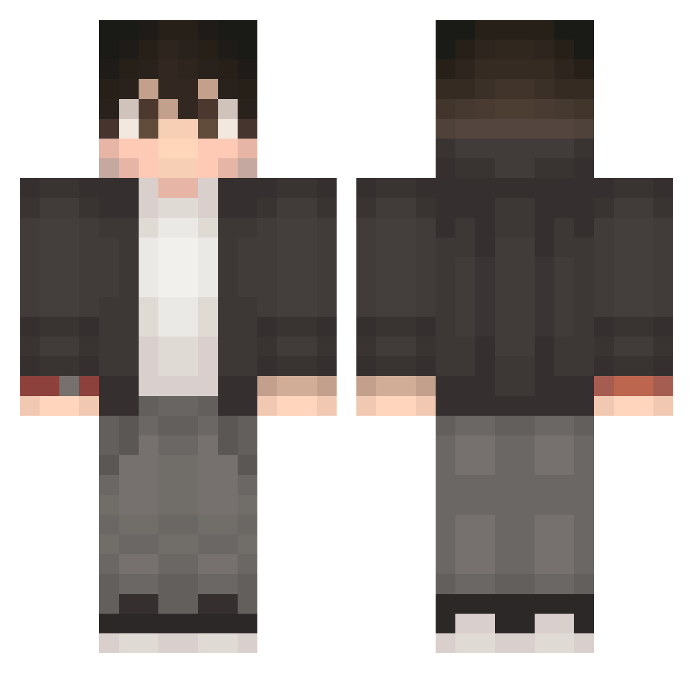 toastymlg Minecraft skin, front and back view