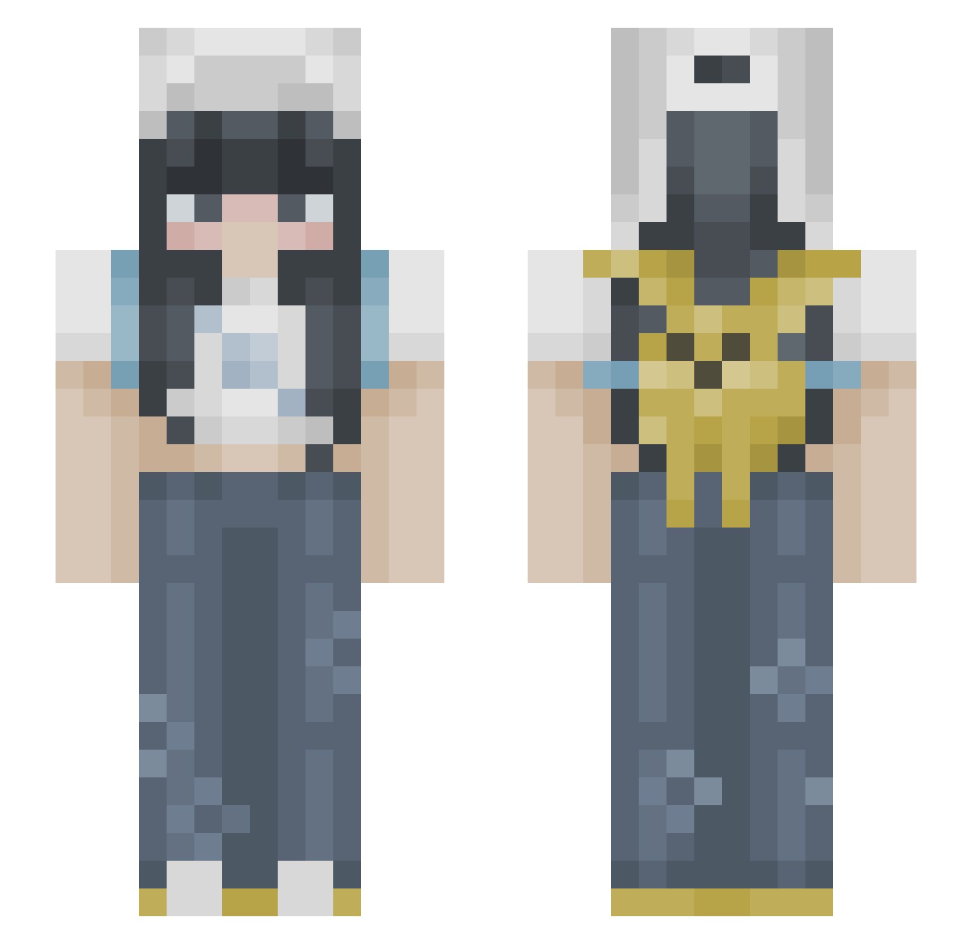 Plutofm Minecraft skin, front and back view