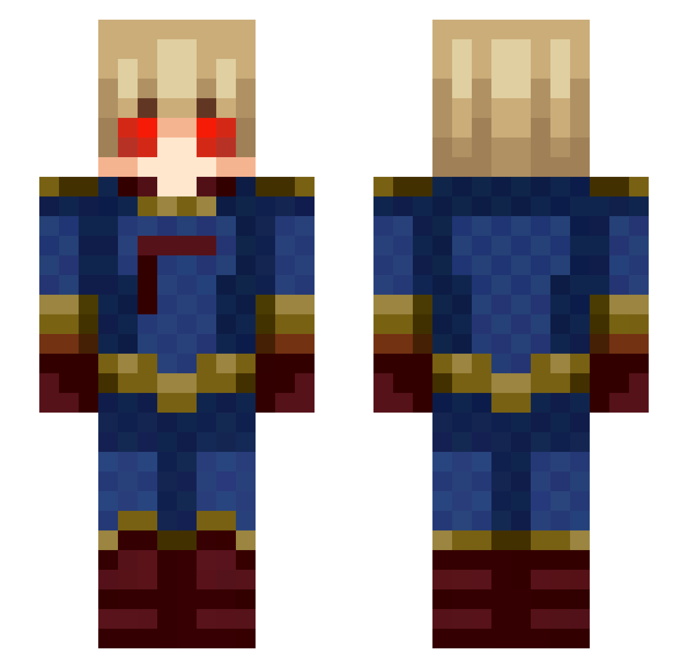 Homelander Minecraft skin, front and back view