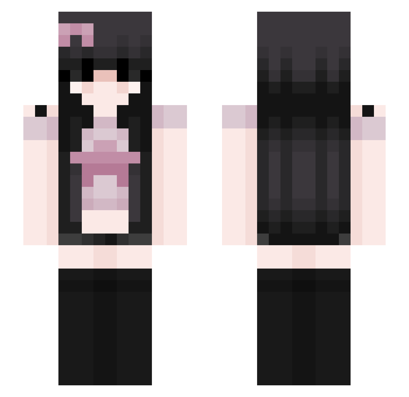 ameeelia Minecraft skin, front and back view