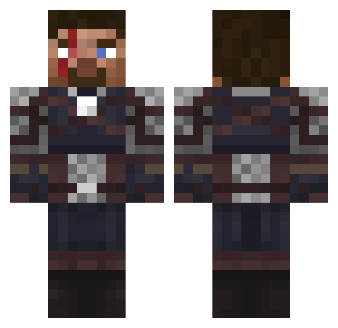 Wojtel123 Minecraft skin, front and back view