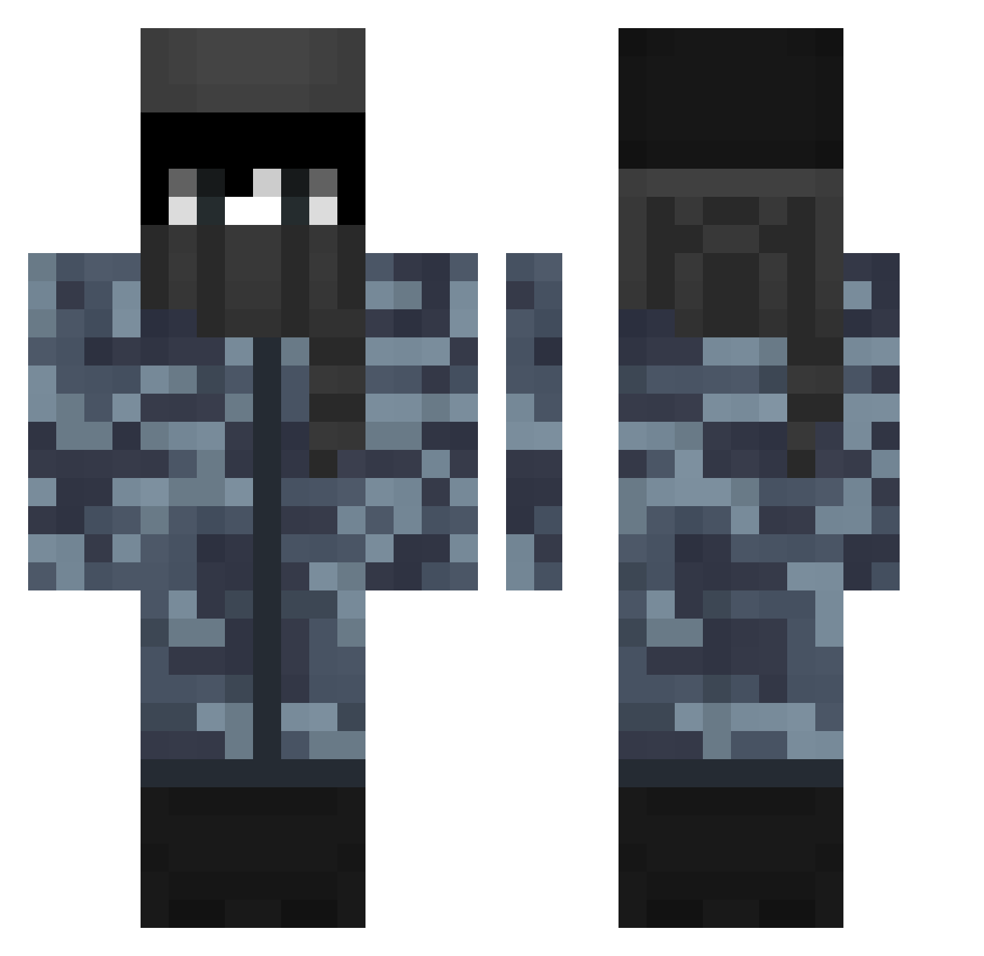 MxxnDeity Minecraft skin, front and back view