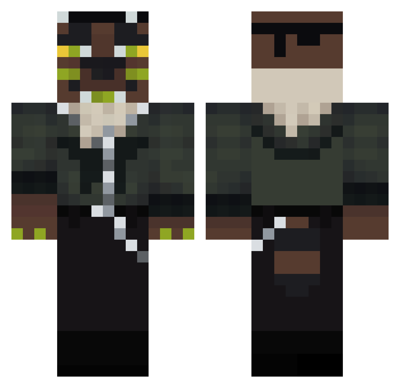 mottledog Minecraft skin, front and back view