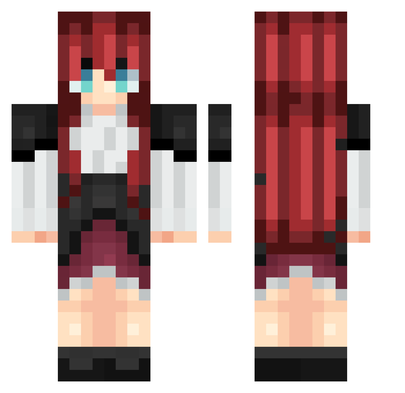 Pouff Minecraft skin, front and back view