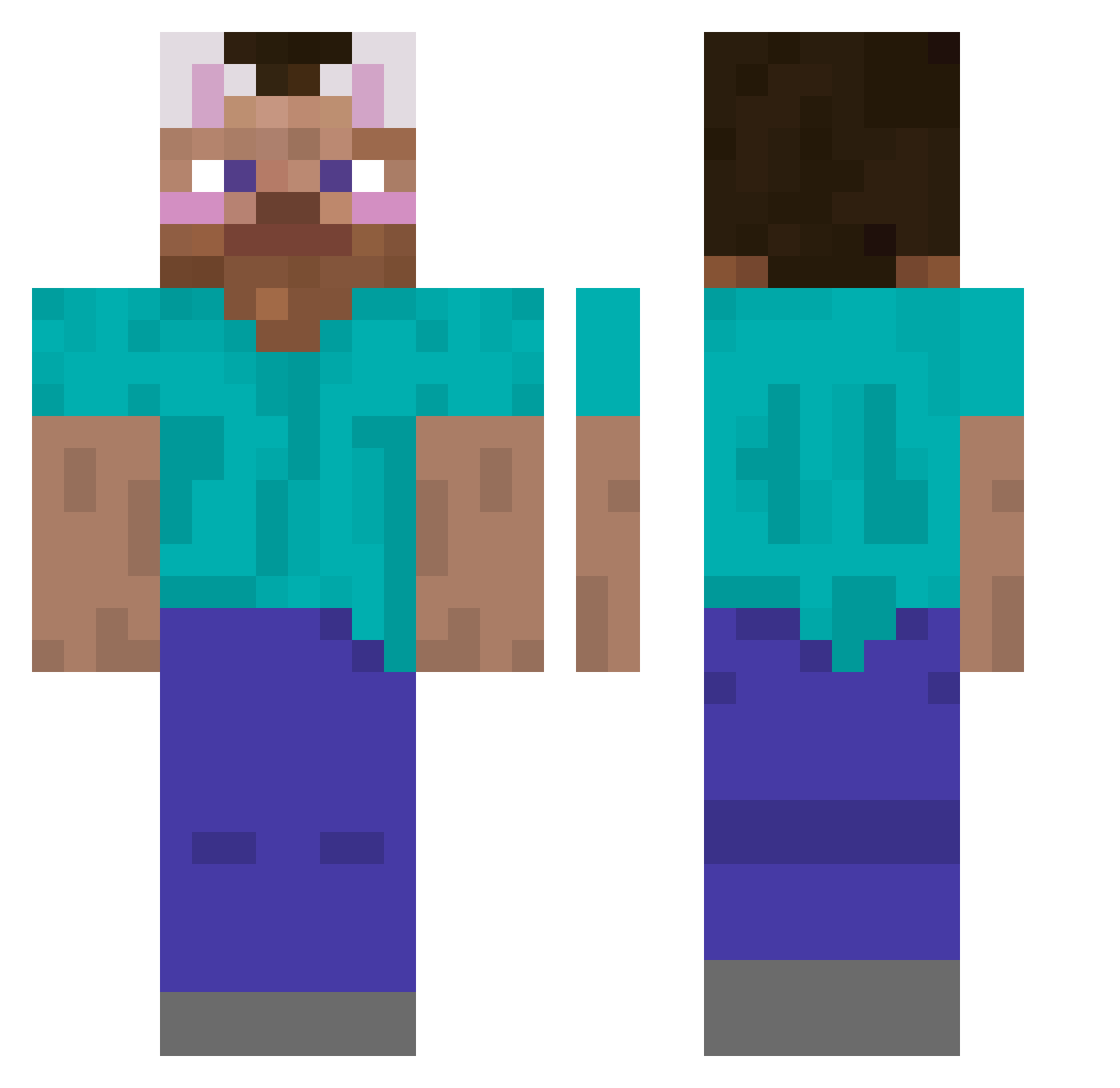 kenzow Minecraft skin, front and back view