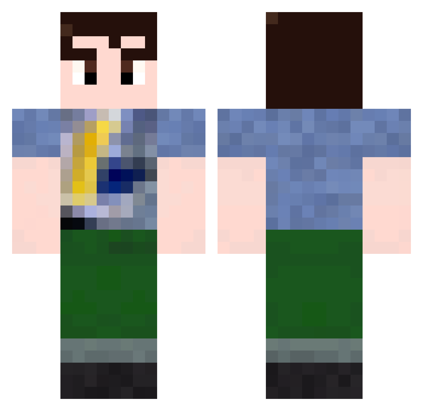 SpookyNoodle Minecraft skin, front and back view