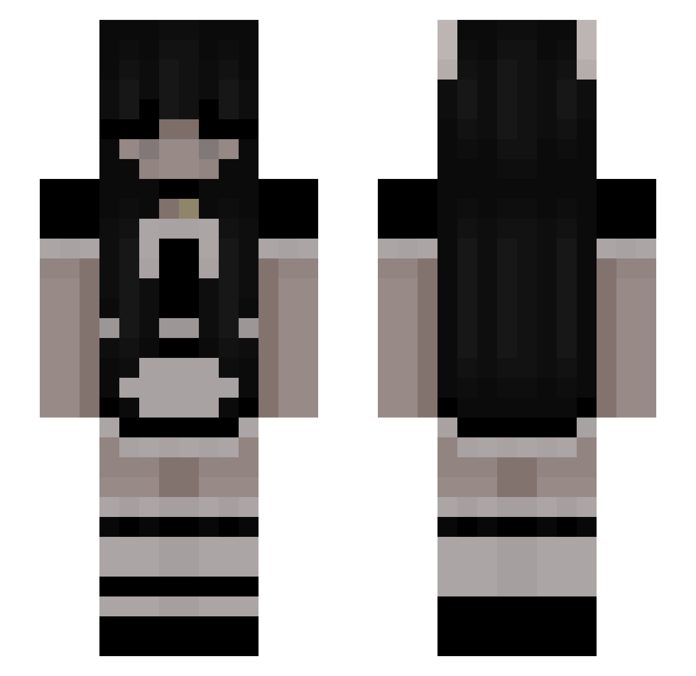 WenzelKannGarnix Minecraft skin, front and back view