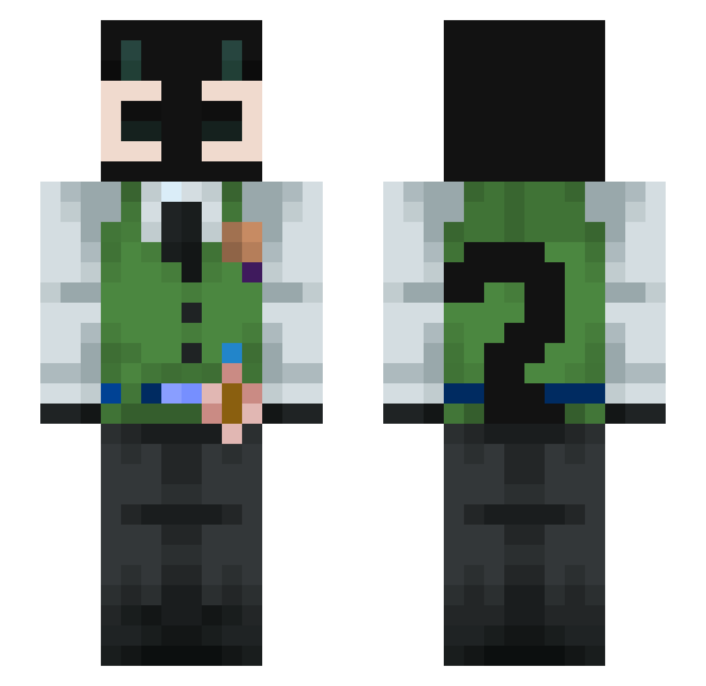 poqssi Minecraft skin, front and back view