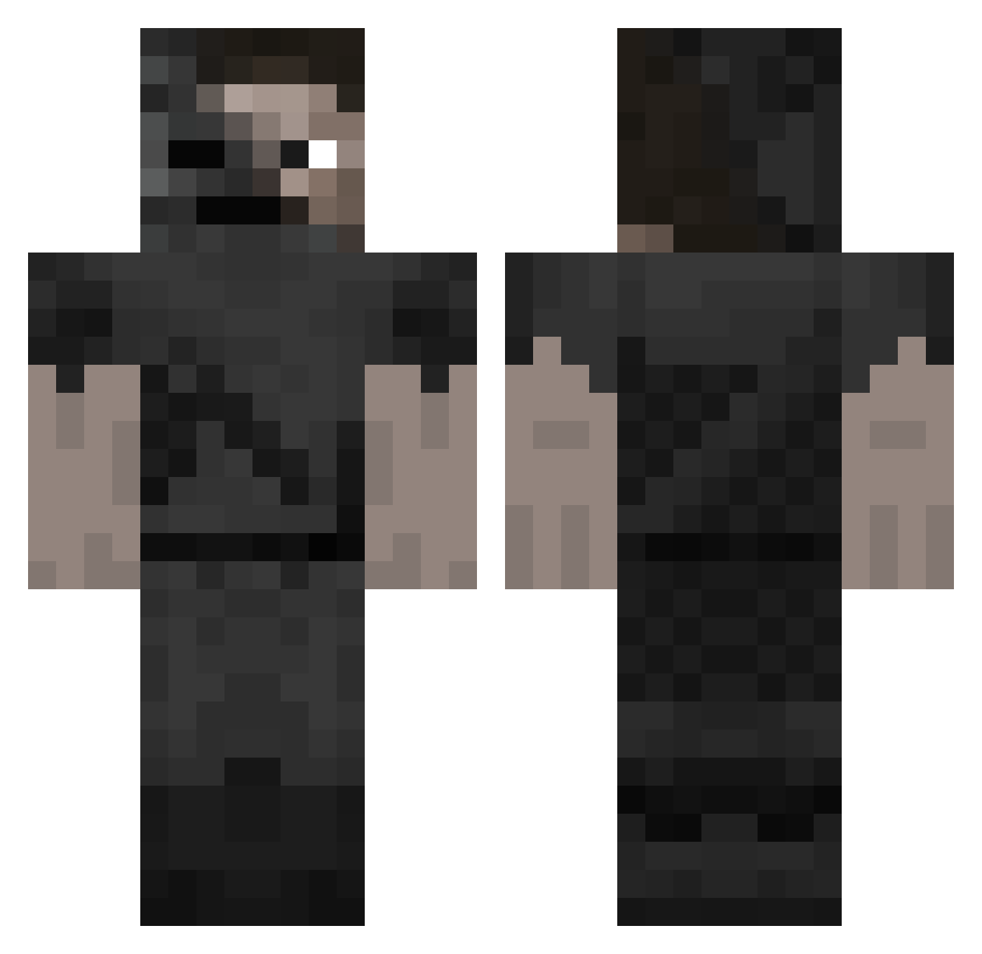 Leoblood Minecraft skin, front and back view