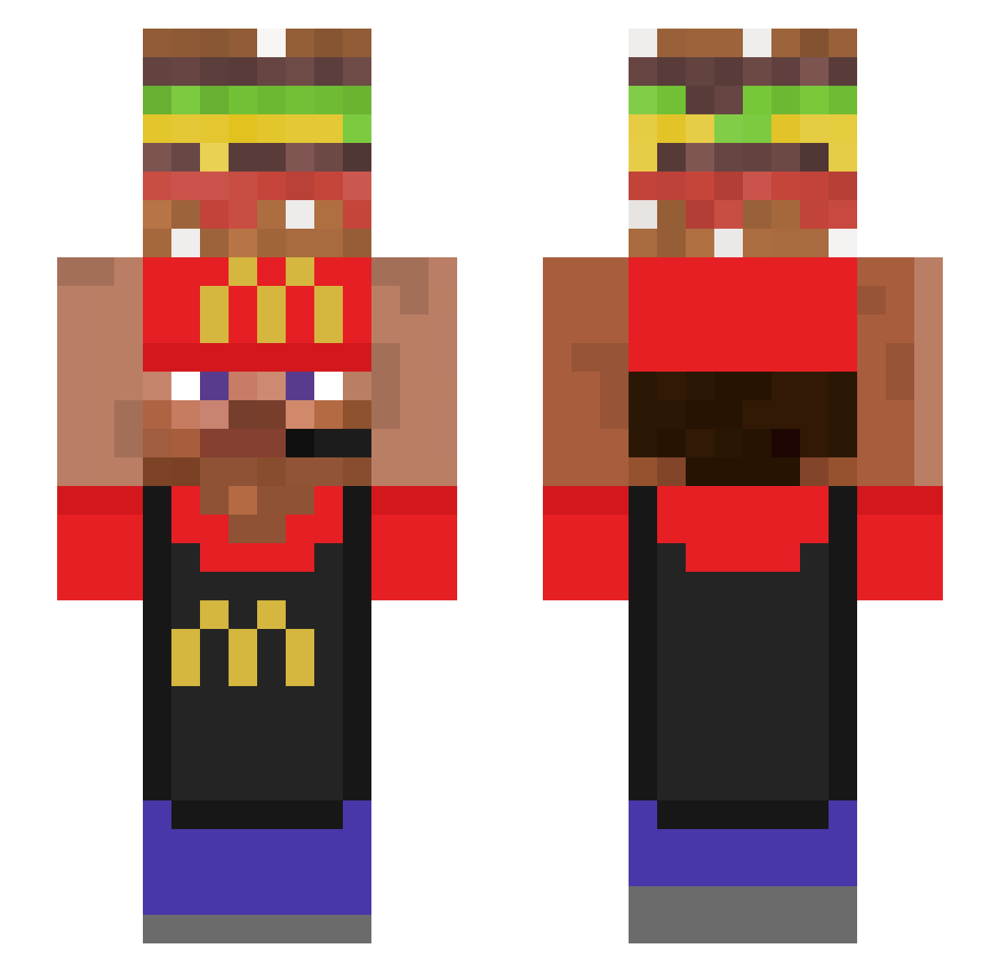 vowkiidiot Minecraft skin, front and back view
