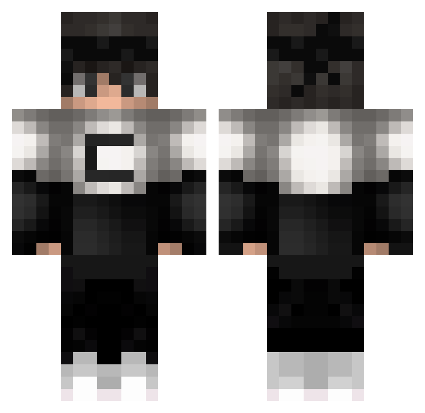 Visional Minecraft skin, front and back view