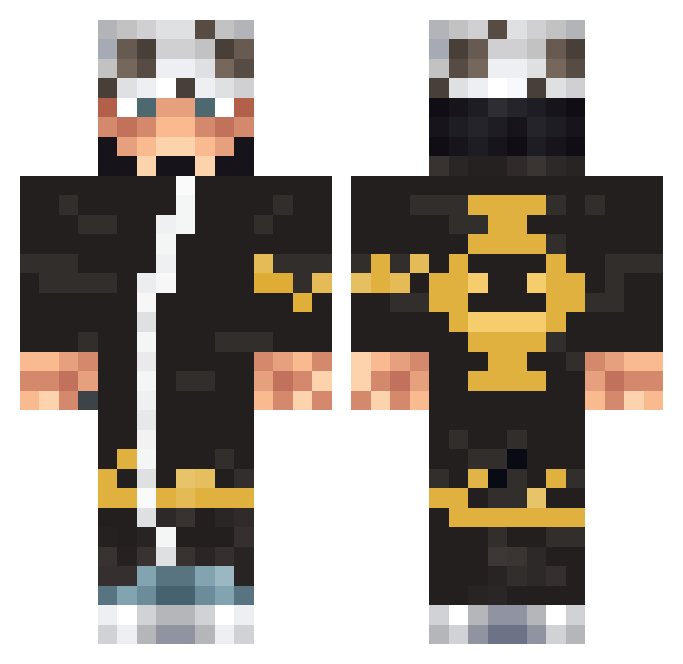 oxymish Minecraft skin, front and back view